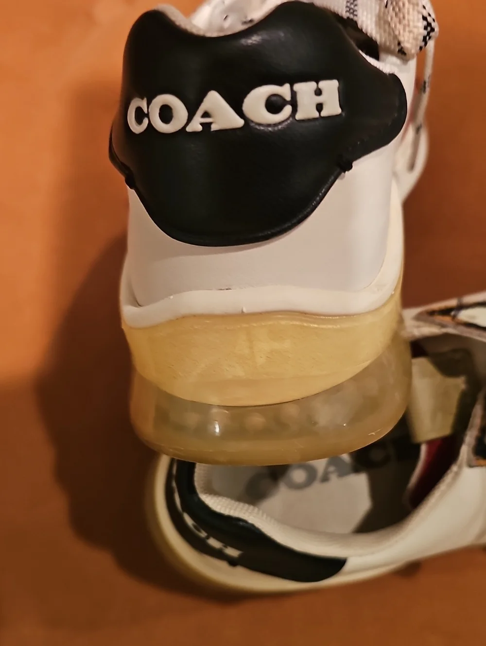 Coach White Sneakers with Red & Tiger-Print Accents